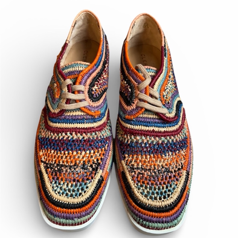 CLERGERIE PARIS Lisa4 Raffia Wedge Oxford NWB